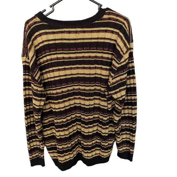 Alfred Dunner Sweater Womens Plus Size 2X (tag3X) Gold Black Shimmer Long Sleeve - Picture 2 of 9